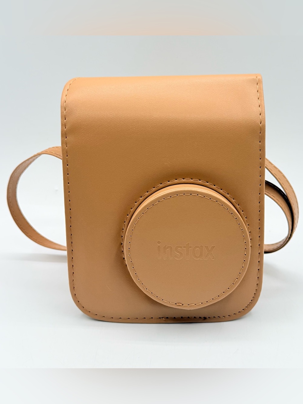 Instax Camera Case Shoulder Bag Light Brown Tan Faux Leather Carry Case